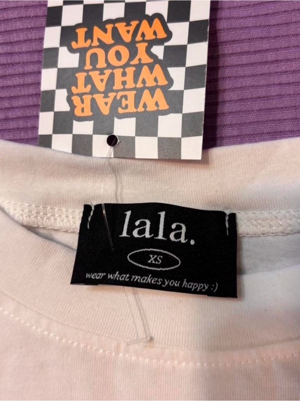 Dressed in LALA White Crop Top “I fell in love at the lala disco” - XS - Picture 4 of 4